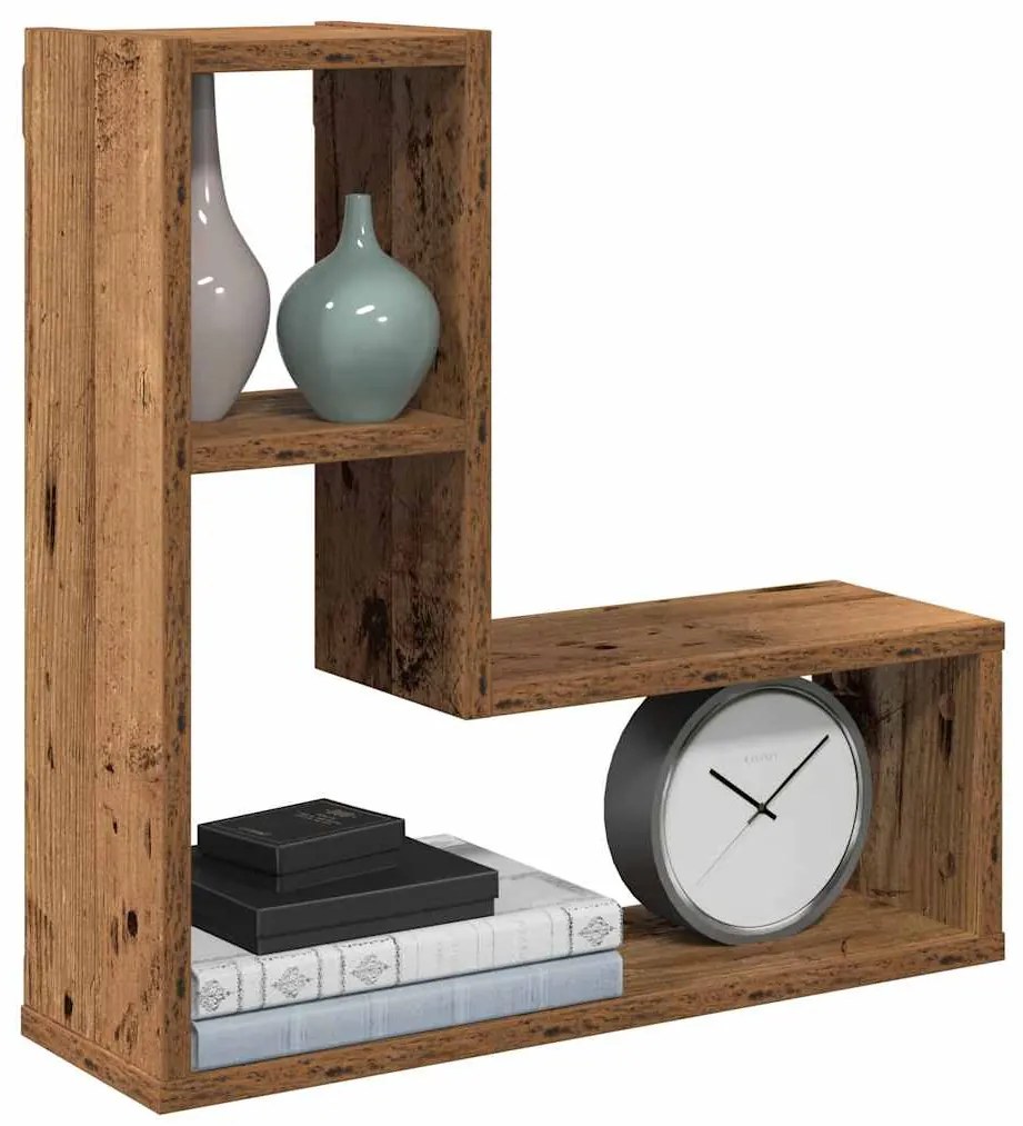 856604 vidaXL Wall Cube Shelves 2 бр. старо дърво 50x15x50 cm