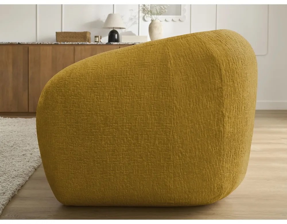 Шенилов сгъваем диван в цвят горчица 228 cm Neyo – Bobochic Paris