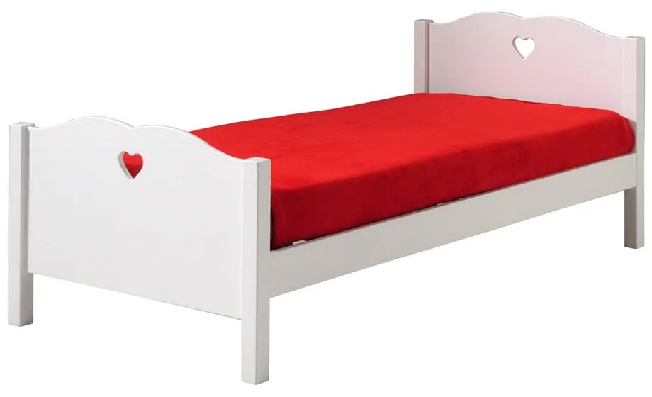 Бяло разтегателно детско легло от масивен бор с място за съхранение 90x200 cm AMORI – Vipack