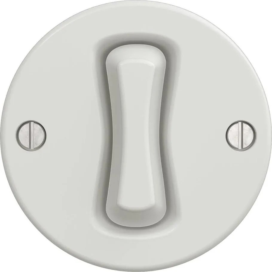 Kliklap - Ретро еднополюсен керамичен ключ без рамка № 1, бял