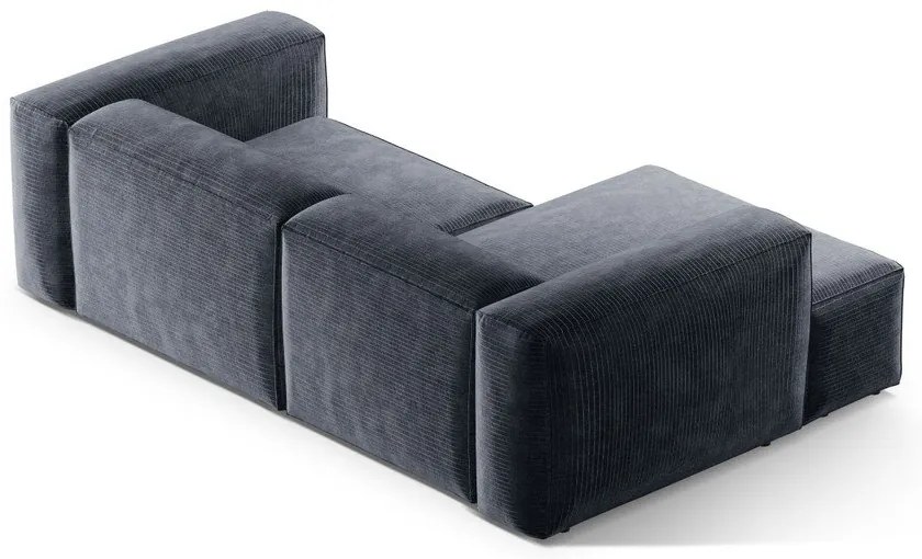 Сиво-син ъглов диван от рипсено кадифе (ляв ъгъл) Bergamo – Cosmopolitan Design