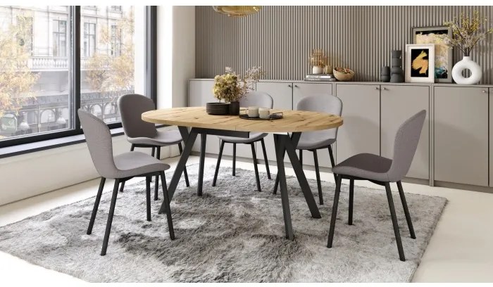 ФИОРА Светлосиво Таупе (тъкан Басэл 34)  - МОДЕРЕН ТАПИЦИРАН СТОЛ ЛОФТ ЗА ДНЕВНА/ ТРАПЕЗАРИЯ