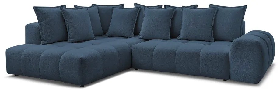 Тъмносин шенилов сгъваем/с място за съхранение ъглов диван (ляв ъгъл/L форма) Everest – Bobochic Paris