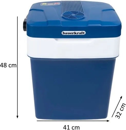 Преносим туристически USB хладилник 29 L, син, с дисплей