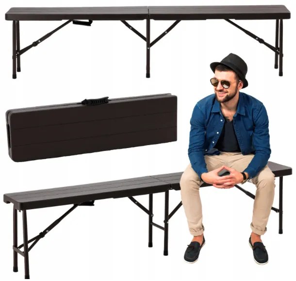 Сгъваема пейка за кетъринг 180 см - кафява