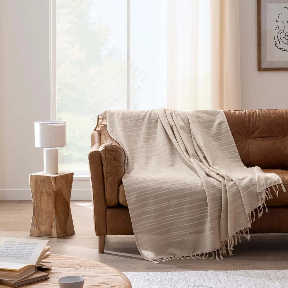 Бежово памучно покривало за легло 125x150 cm Lilia – douceur d'intérieur