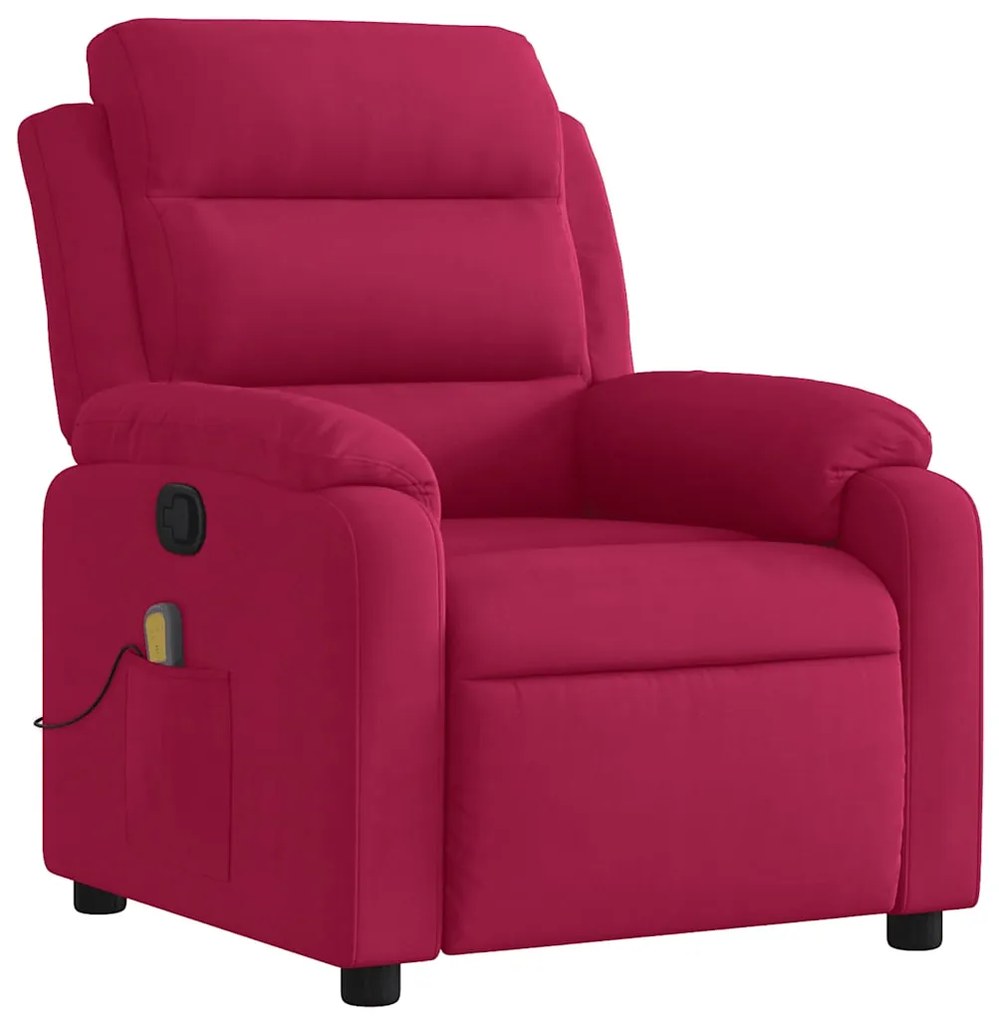 373516 vidaXL Масажен наклоняем стол, виненочервен, кадифе