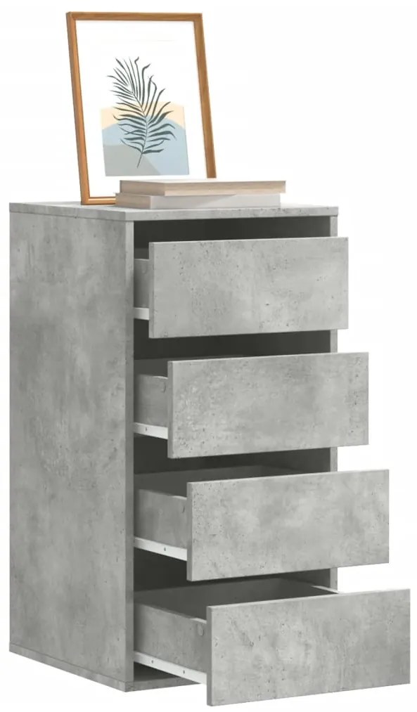 852864 vidaXL Ъглов скрин с чекмеджета бетонно сив 40x41x76cм инженерно дърво