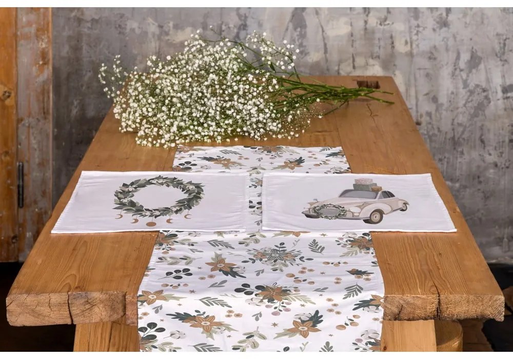 Памучна покривка с коледен мотив 40x140 cm Festive Flowers – Butter Kings