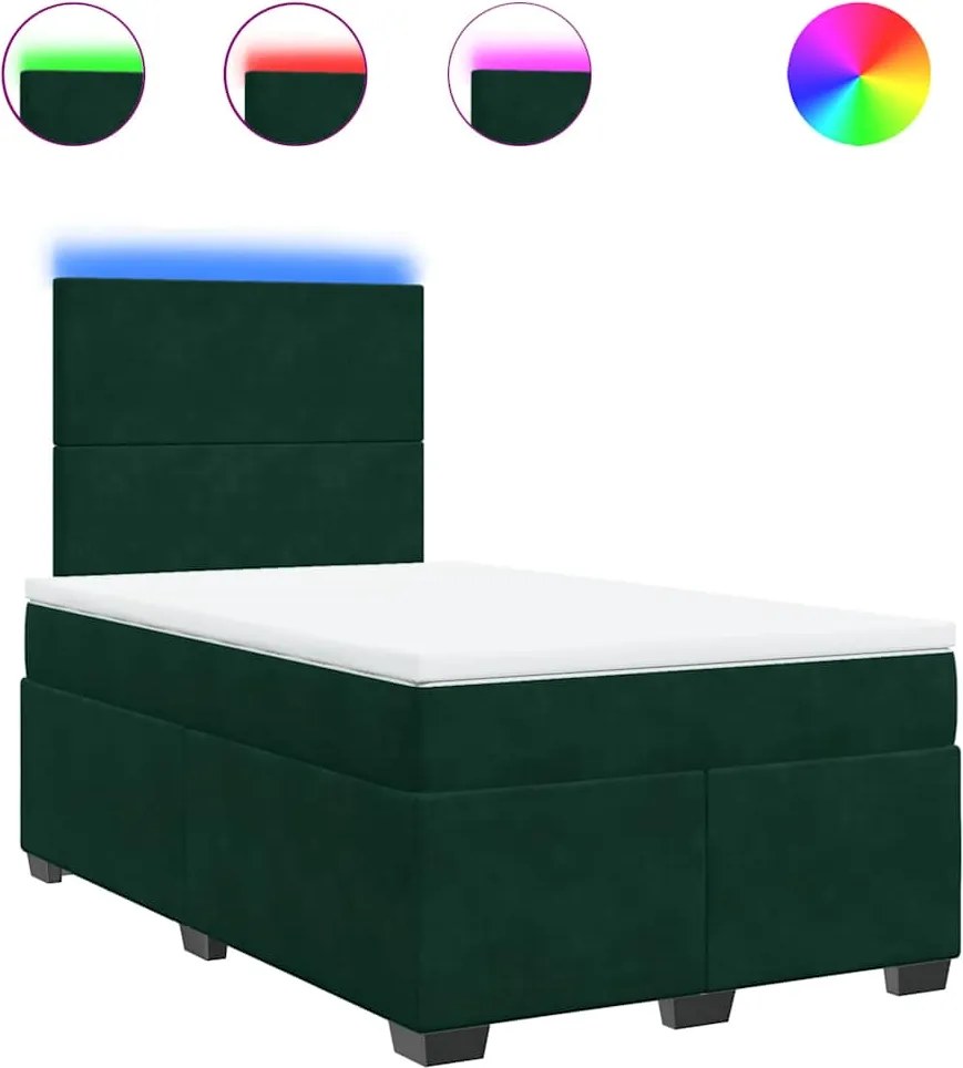 3293155 vidaXL Боксспринг легло с матрак, тъмнозелено, 120x190 см, кадифе