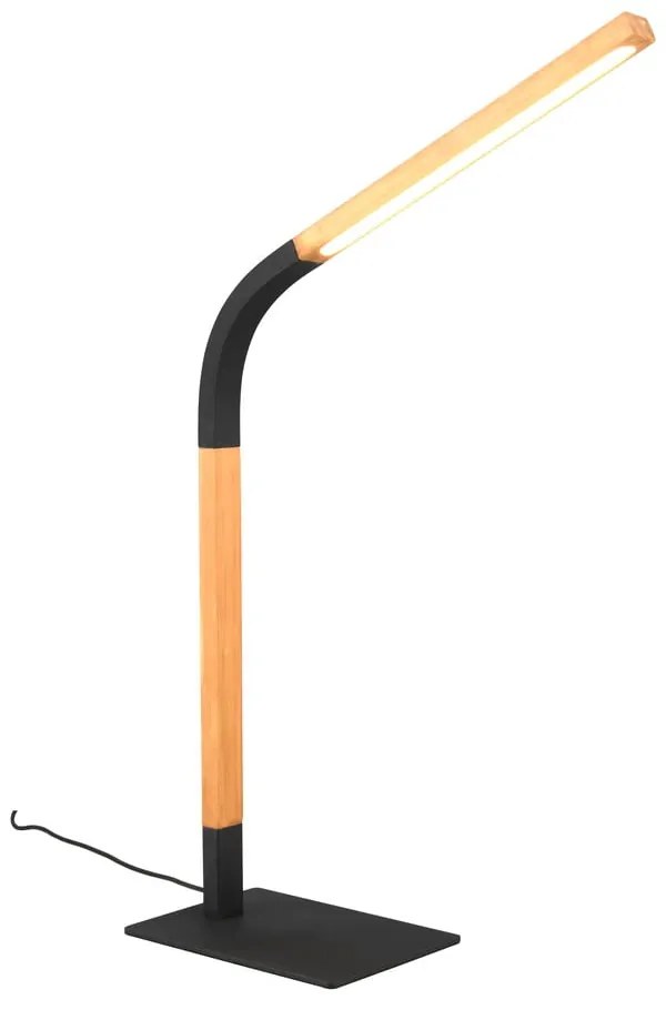 LED настолна лампа с възможност за димиране в черен и естествен цвят с дървен абажур (височина 73,5 см) Norris - Trio