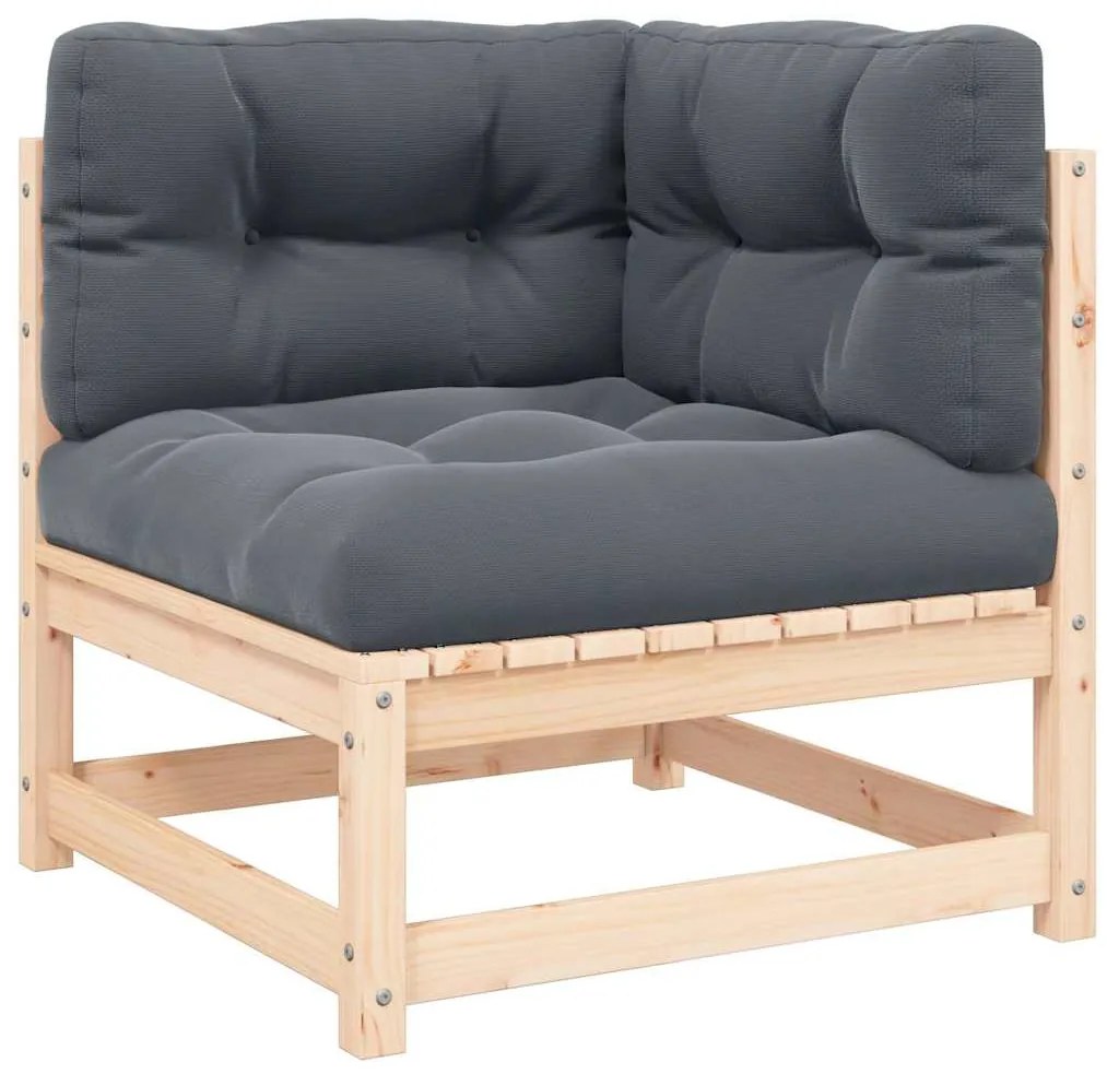 807286 vidaXL Градински ъглов диван с възглавници антрацит борово дърво масив