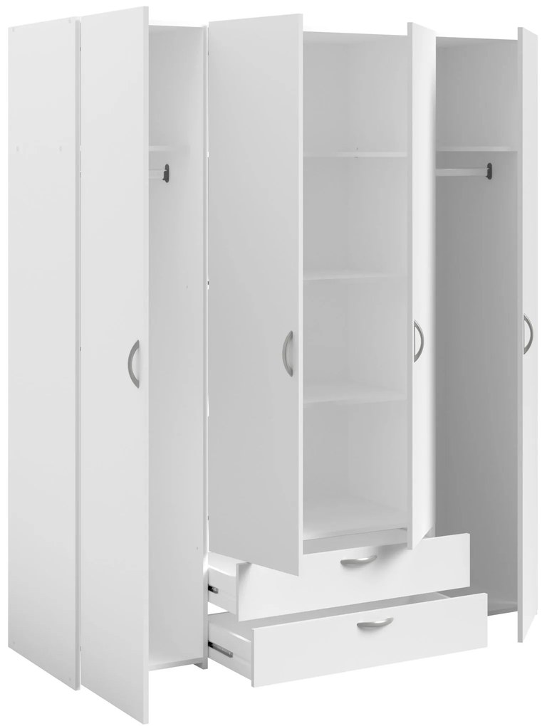 Гардероб Dorm 4-врата-White-Χωρίς πατάρι
