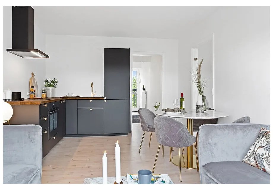 Кръгла маса за хранене с мраморен плот ø 110 cm Bolzano - House Nordic