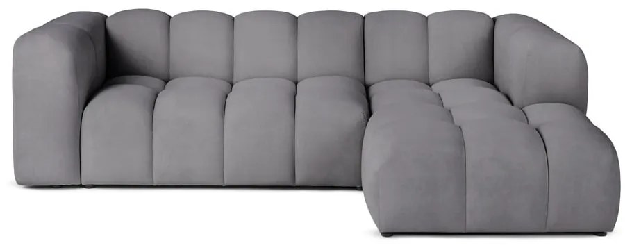 Сив кадифен ъглов диван (десен ъгъл) Cube – Bonami Selection