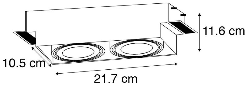 Комплект от 6 вградени прожектори черни GU10 AR70 без рамка 2-светлина - Oneon