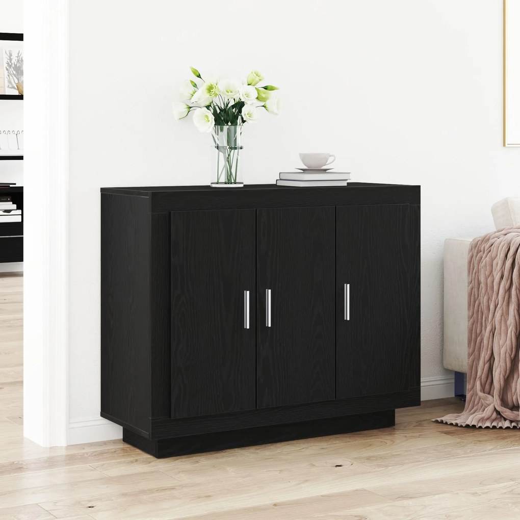 страничен шкаф Sonata H Черен Дъб 92x35x75 см от инженерна дървесина