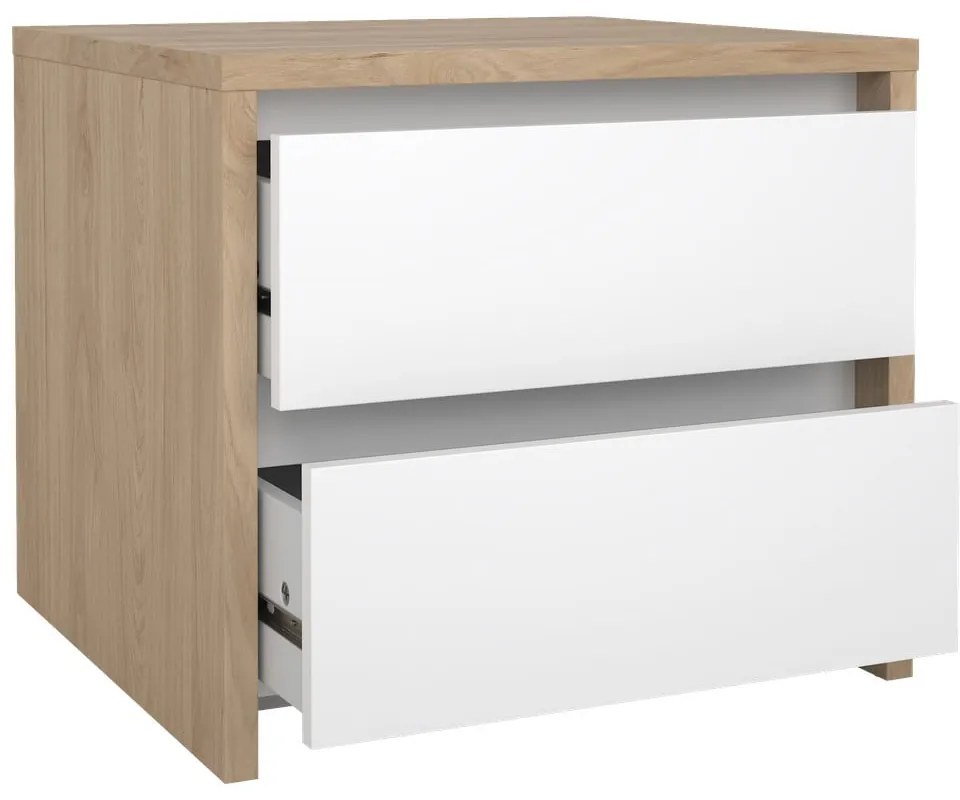 Нощно шкафче в бял и естествен цвят Next – Tvilum