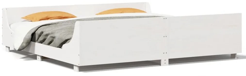 3302274 vidaXL Рамка за легло без матрак, бял, 180x200 см, бор масив