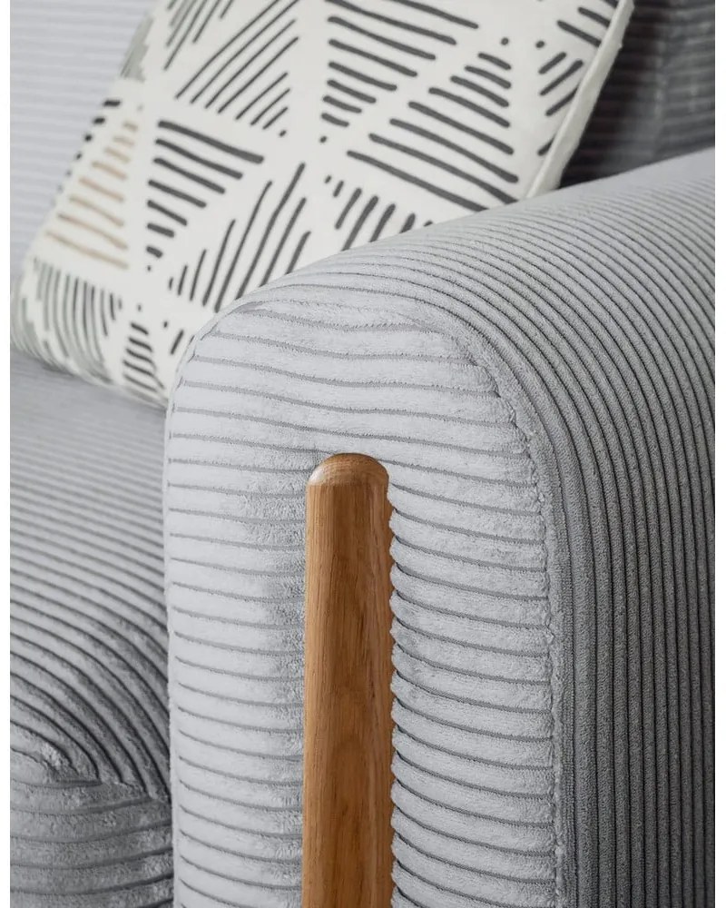 Сив разтегателен диван с място за съхранение от рипсено кадифе 244 cm Arcadova – ELTAP