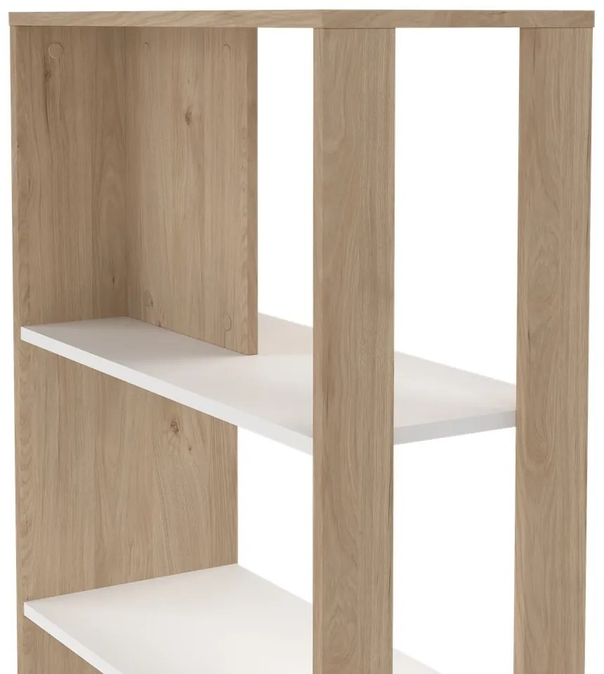 Етажерка за книги в дъбов декор в бял и естествен цвят 80x205 cm Sign - Tvilum