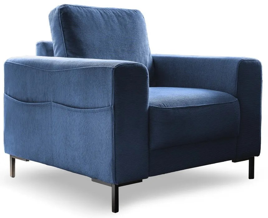 Тъмносиньо кресло от рипсено кадифе Lofty Lilly – Miuform