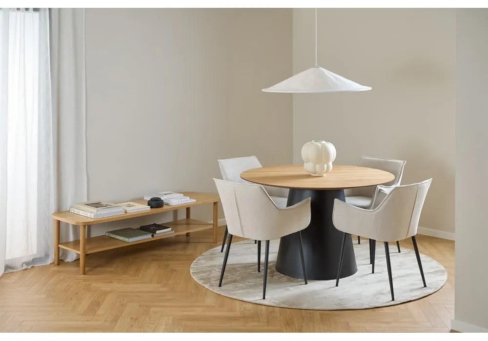 Кръгла масичка за кафе в черен и естествен цвят с дъбов плот ø 120 cm Soli – Actona