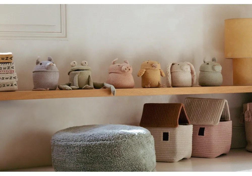 Светлосива текстилна детска кошница за играчки ø 15x15 cm Mini Henry the Hippo – Lorena Canals