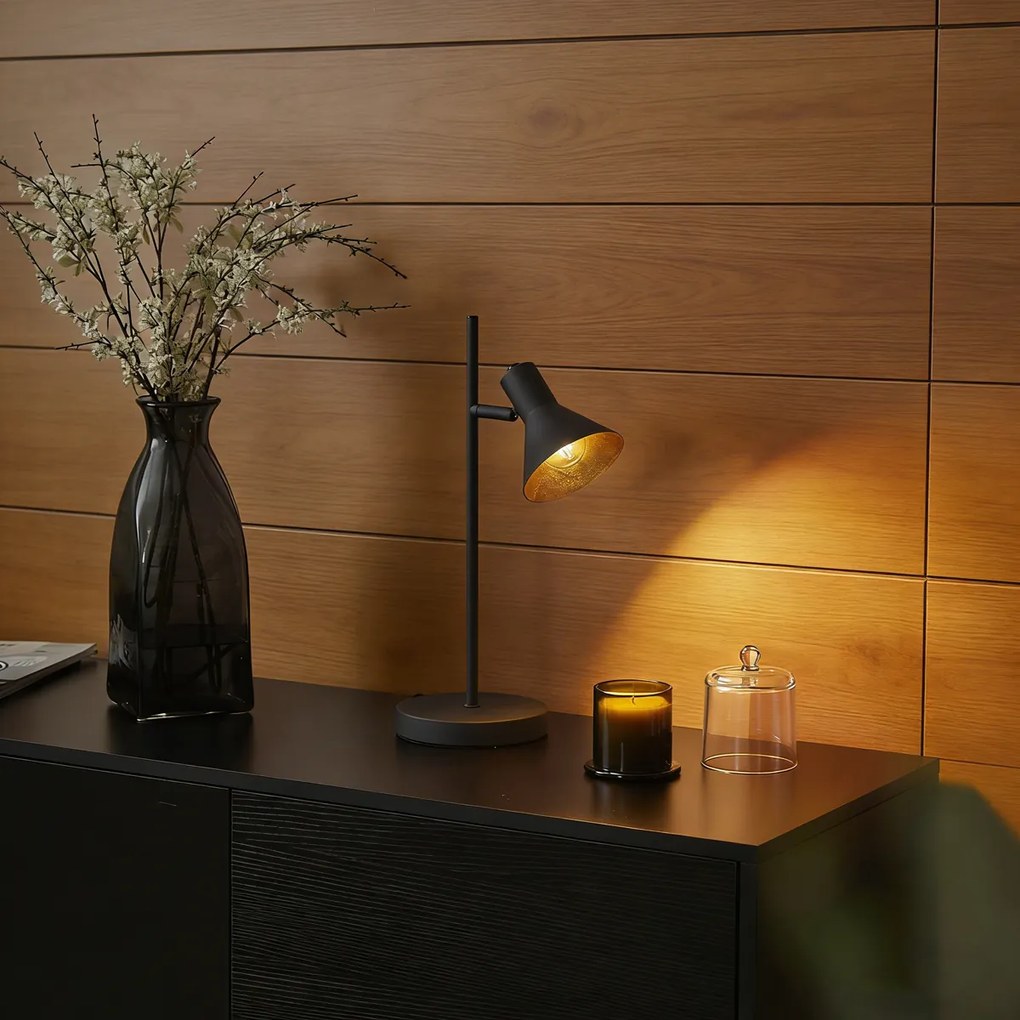 Модерна настолна лампа черна със злато 1-светлина - Magno