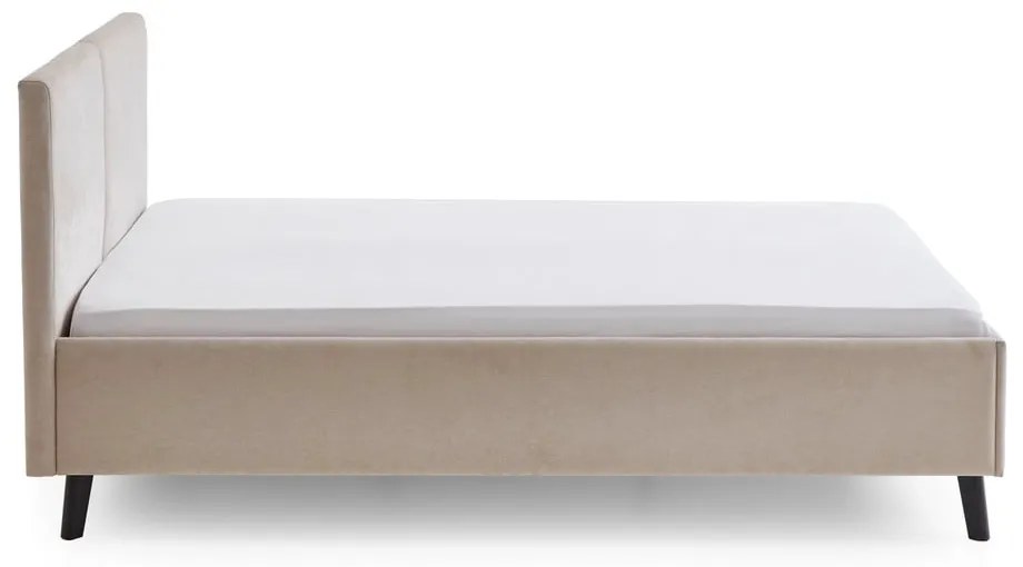 Бежово двойно легло 140x200 cm тапицирано с включена подматрачна рамка Piano – Meise Möbel