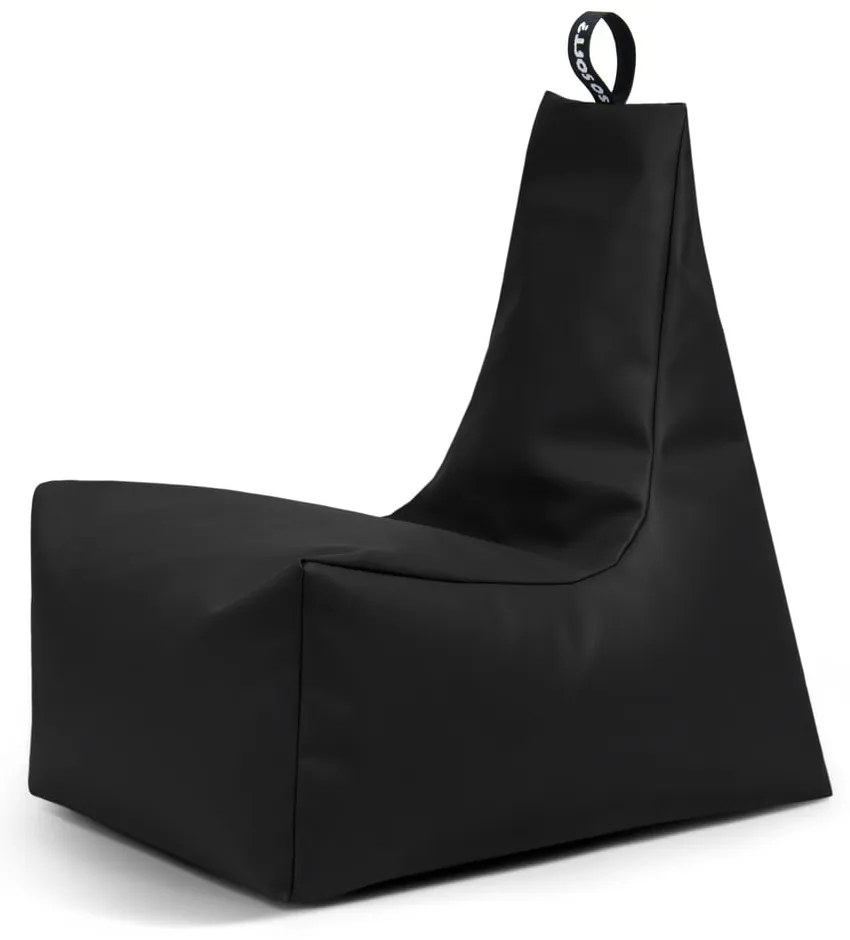 Черен детски пуф от изкуствена кожа Icy M – So Soft?