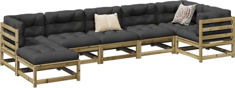 3299544 vidaXL Градински комплект диван от 7 части, импрегниран бор