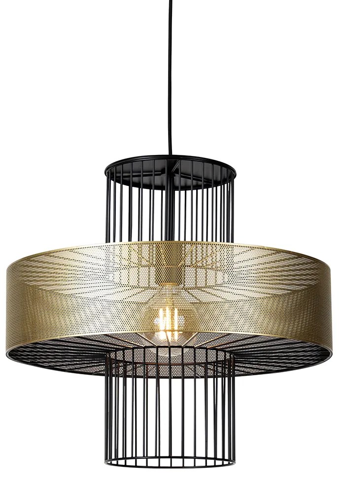 Интелигентен висящ аплик златен с черен 50 см с Wi-Fi G95 - Tess