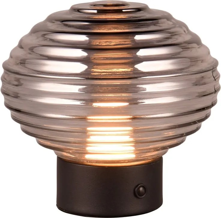 Черно-сива димируема настолна LED лампа със стъклен абажур (височина 14,5 cm) Earl - Trio