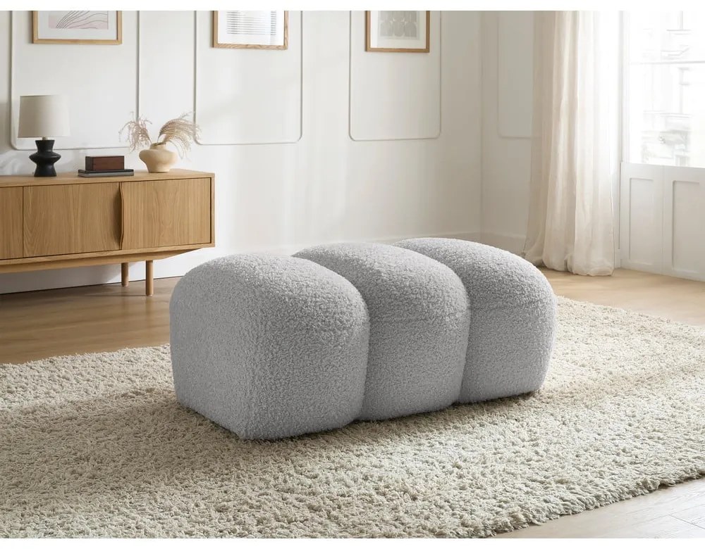 Светлосива табуретка от прежда с примки от букле Hippolyte – Bobochic Paris