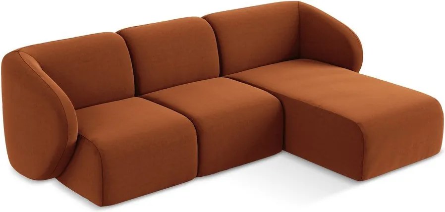 Теракотен кадифен ъглов диван (десен ъгъл) Lani – Makamii