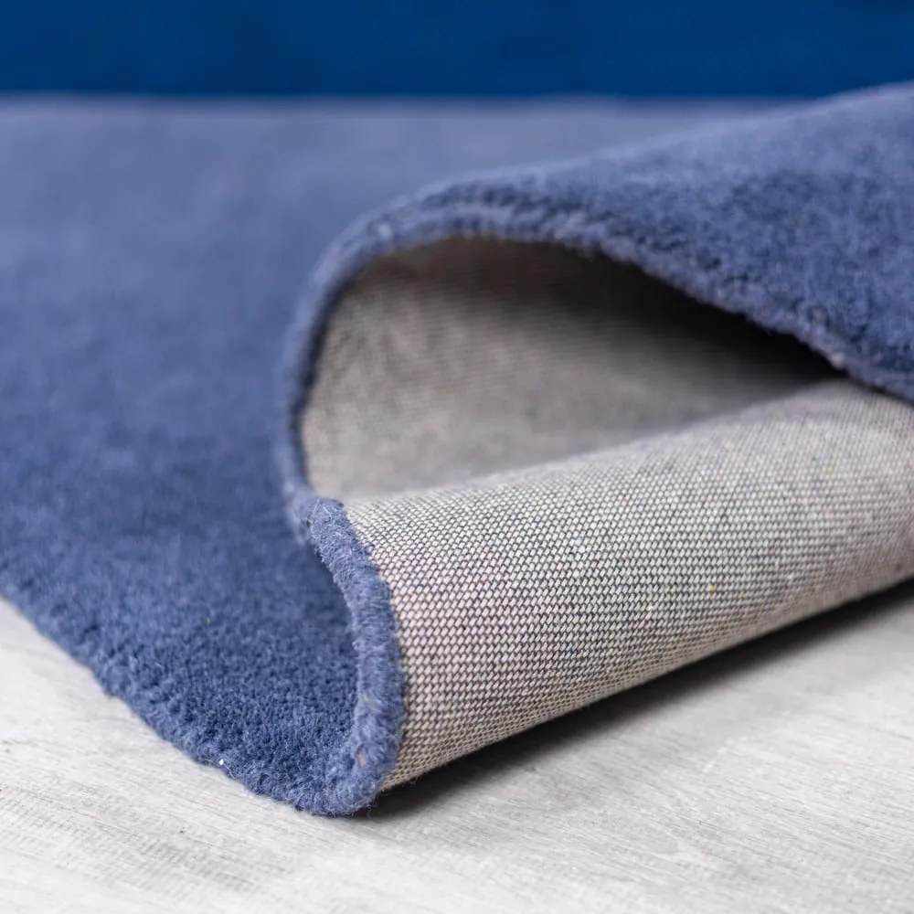 Син ръчно изработен вълнен кръгъл килим ø 200 cm Mia Segment – Flair Rugs