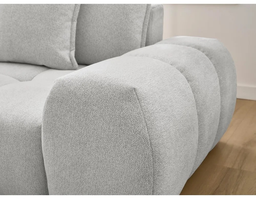 Светлосив шенилов сгъваем/с място за съхранение ъглов диван (ляв ъгъл) Everest – Bobochic Paris