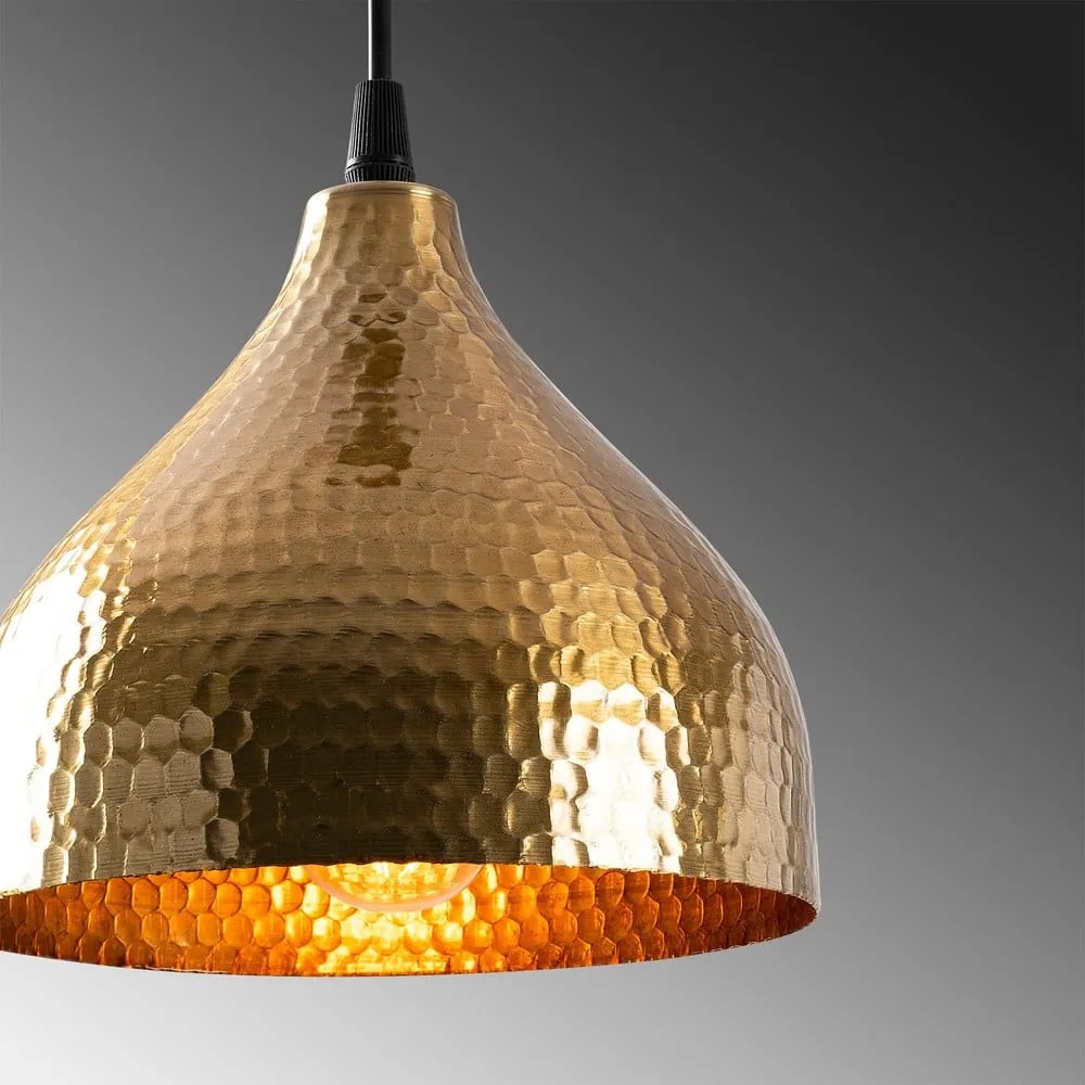 Висящо осветително тяло в златист цвят с метален абажур ø 18 cm Tattoo – Opviq lights