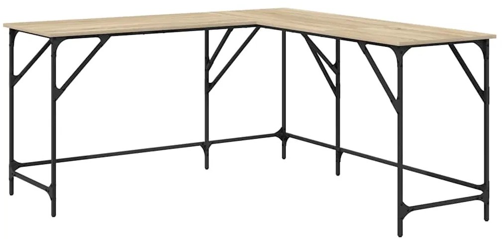 837583 vidaXL Бюро, дъб сонома, 149x149x75 см, инженерно дърво