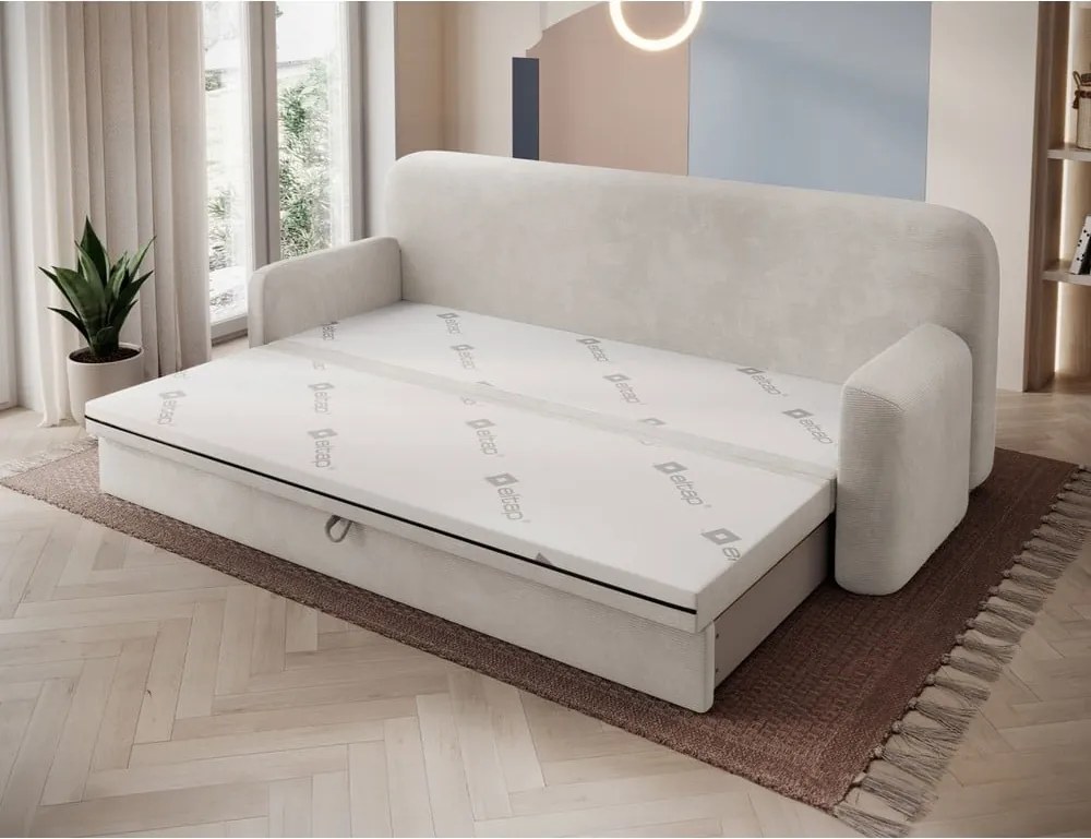 Бежов разтегателен диван с място за съхранение от рипсено кадифе 236 cm Elioss – ELTAP