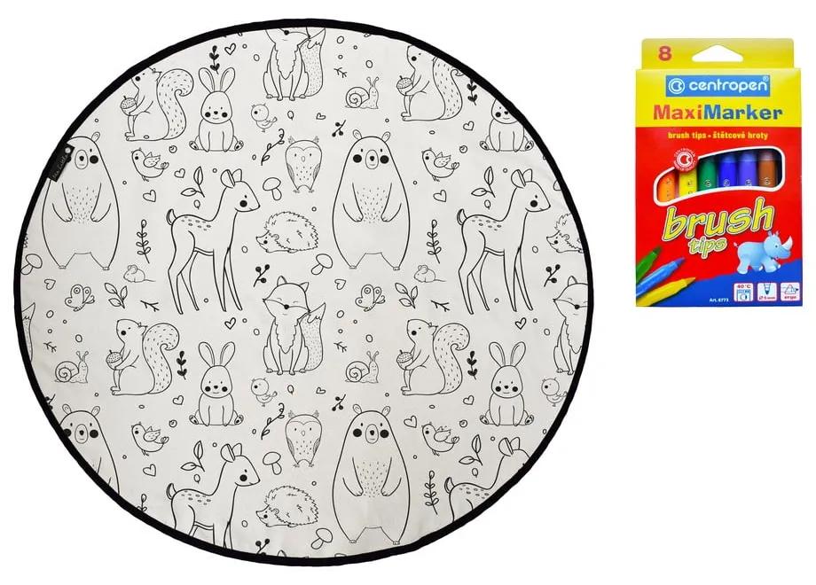 Детски килим за оцветяване , ø 130 cm Field Full of Animals - Butter Kings