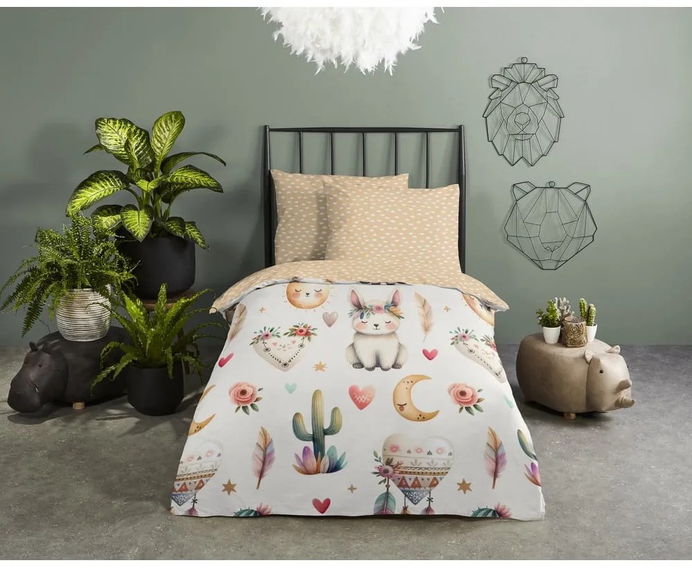 Бежово памучно детско спално бельо за детско креватче 100x135 cm Luz – Good Morning