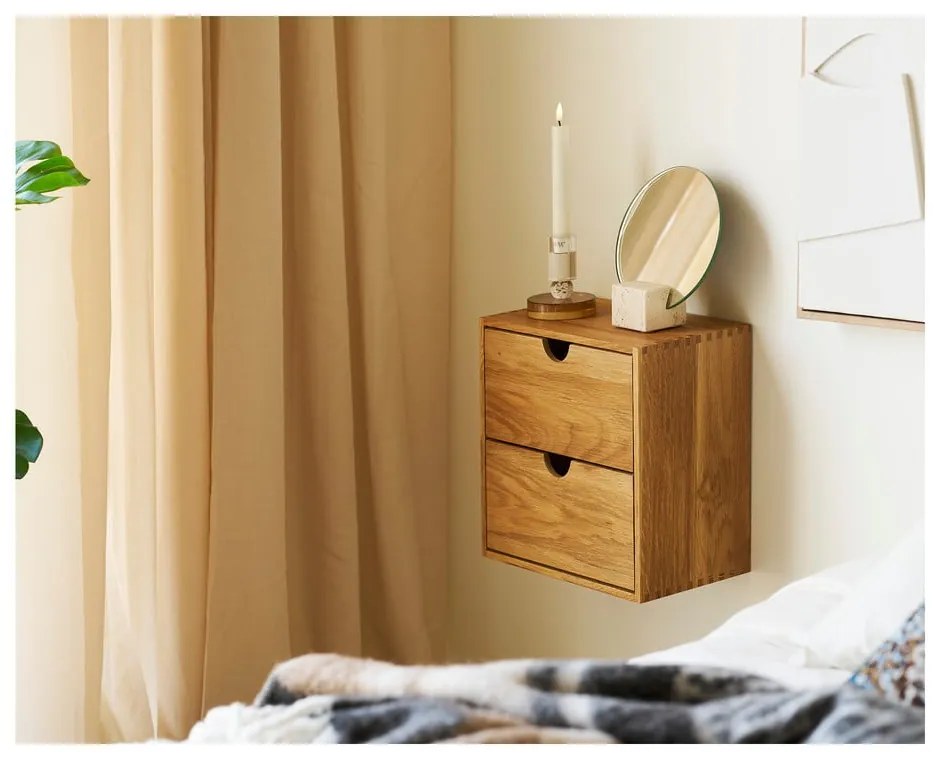 На няколко нива стенен рафт от масивен дъб в естествен цвят 18 cm Townsville – House Nordic