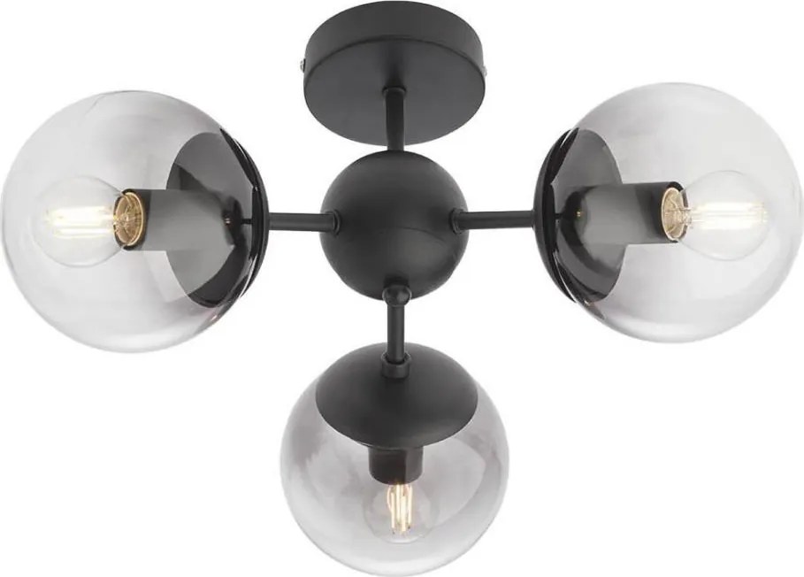 Redo 01-2176 - Полилей на тръба SEMIA 3xE14/28W/230V черен/опушен