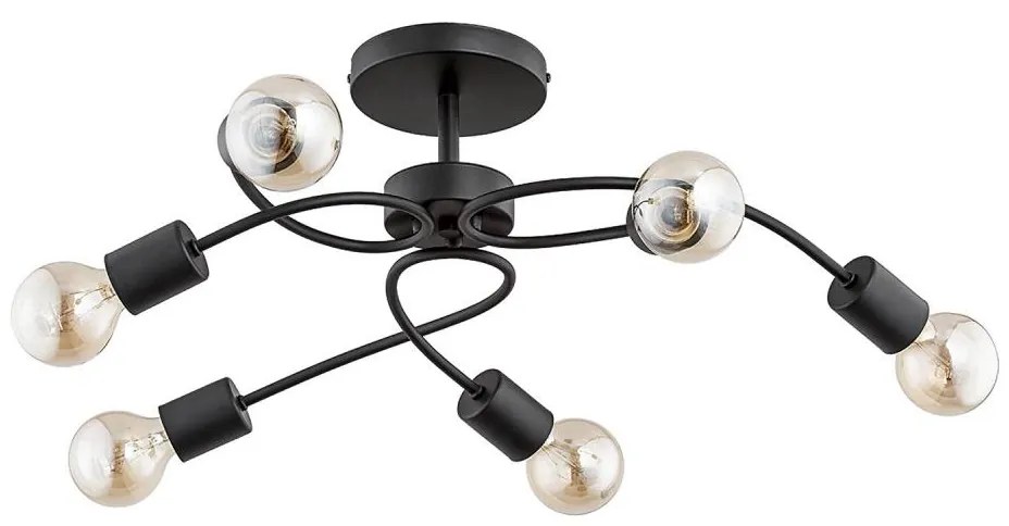 Повърхностно монтиран полилей HELIX 6xE27/15W/230V черен