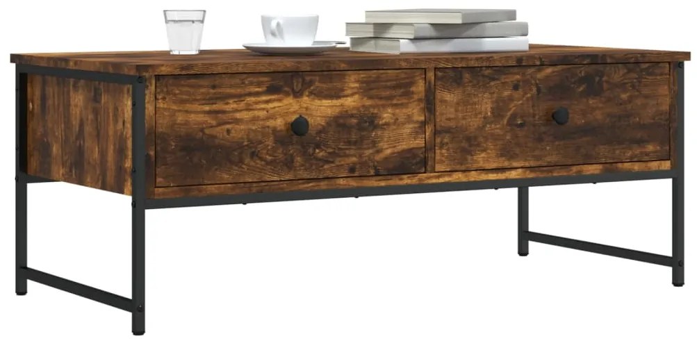 837739 vidaXL Кафе маса, опушен дъб, 101x49x39,5 см, инженерно дърво