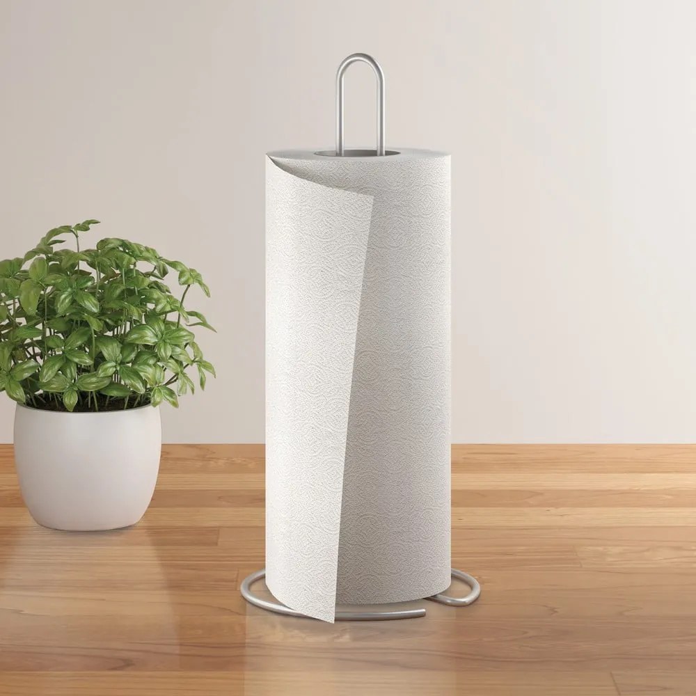Стоманена стойка за кухненска хартия в блестящо сребрист цвят ø 14 cm Luxy – Metaltex