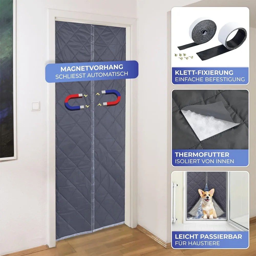 Термозавеса за врата в сиво-сребристо 90x200 cm - Maximex