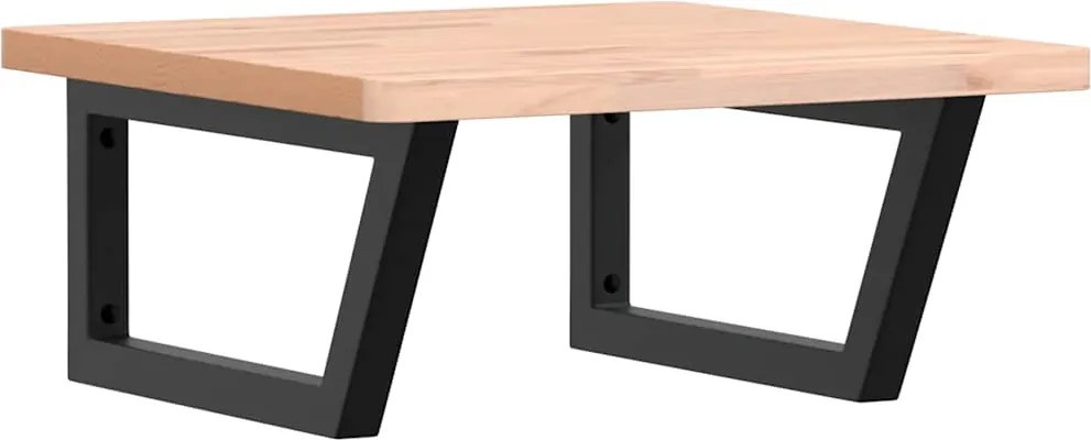 3302419 vidaXL Стенен рафт за мивка, стомана и масивно дърво бук